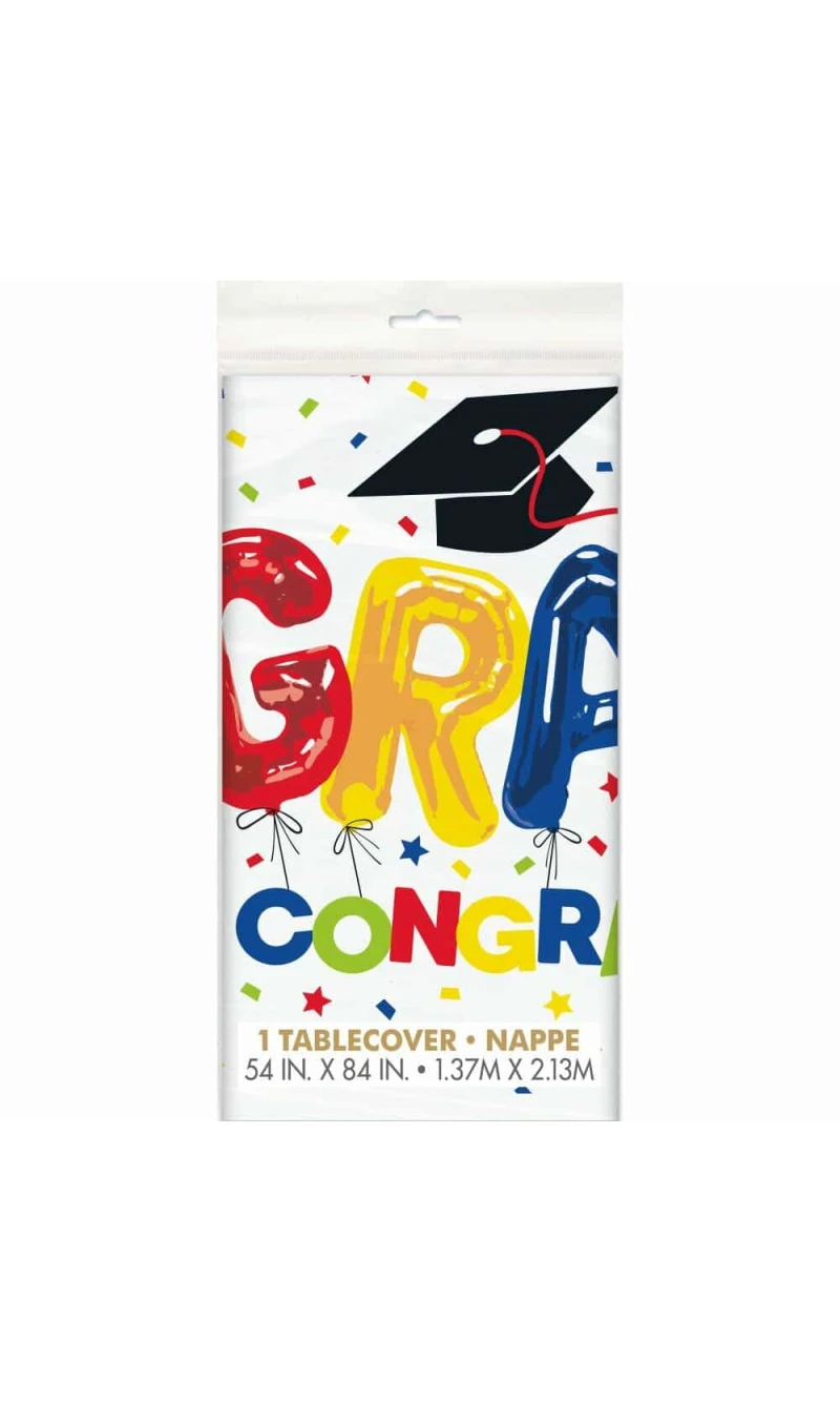 Letter Balloon Grad Repkangular Plastic Table Cover - 54 Inchx84 Inch