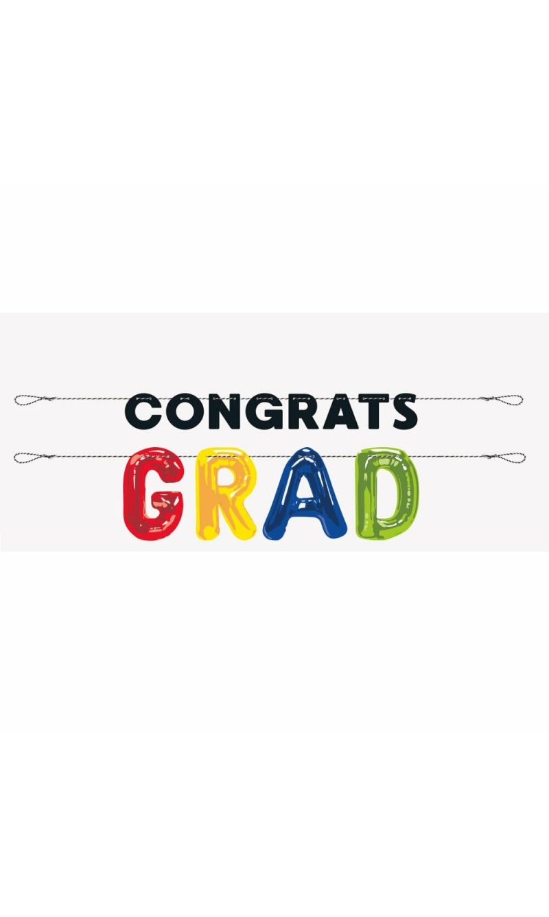 Letter Balloon Grad Paper Letter Banner - 6 ft - 2pc