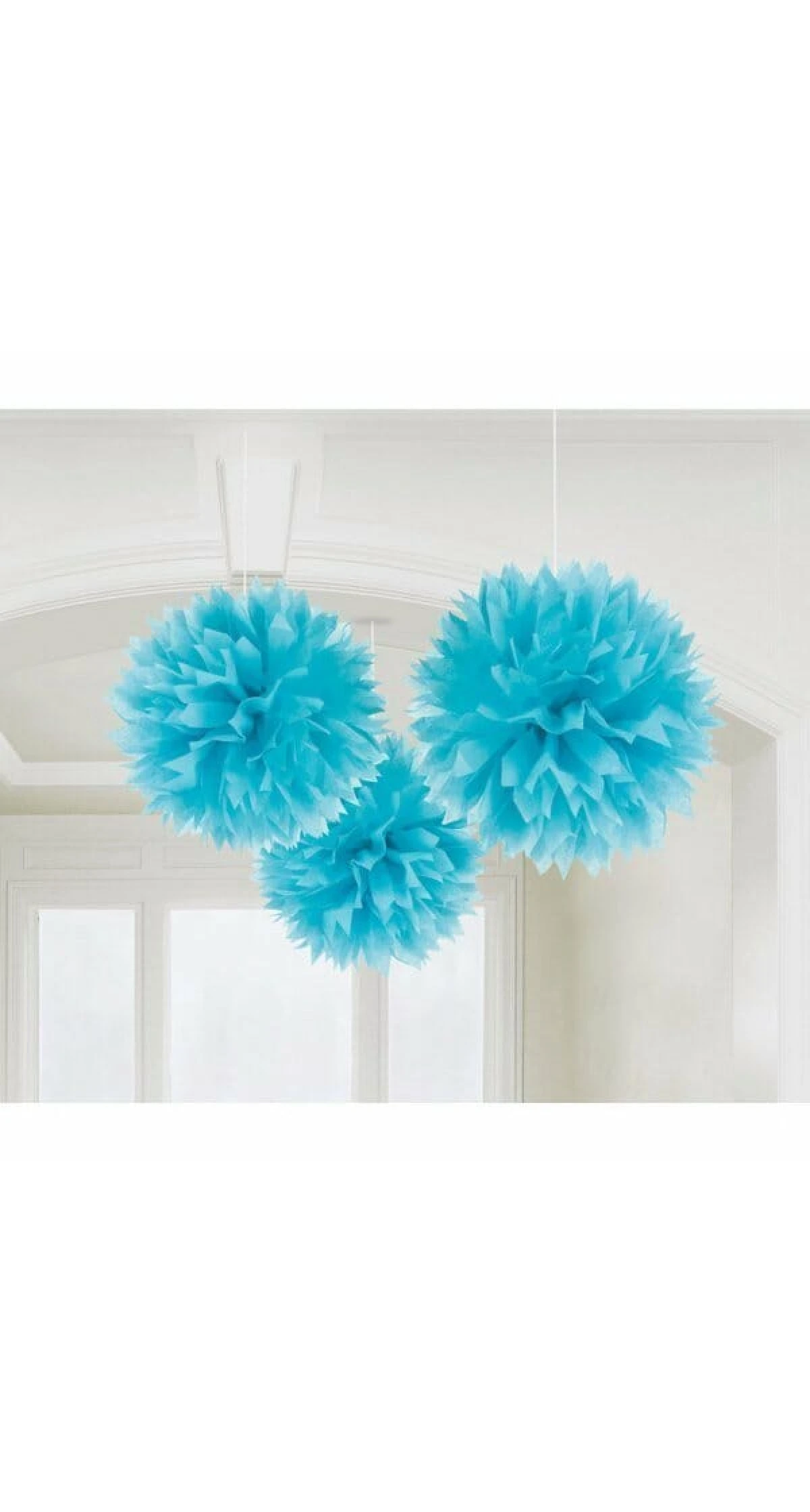 Turquoise Paper Fluffy Decorations 40.64cm - 3pk