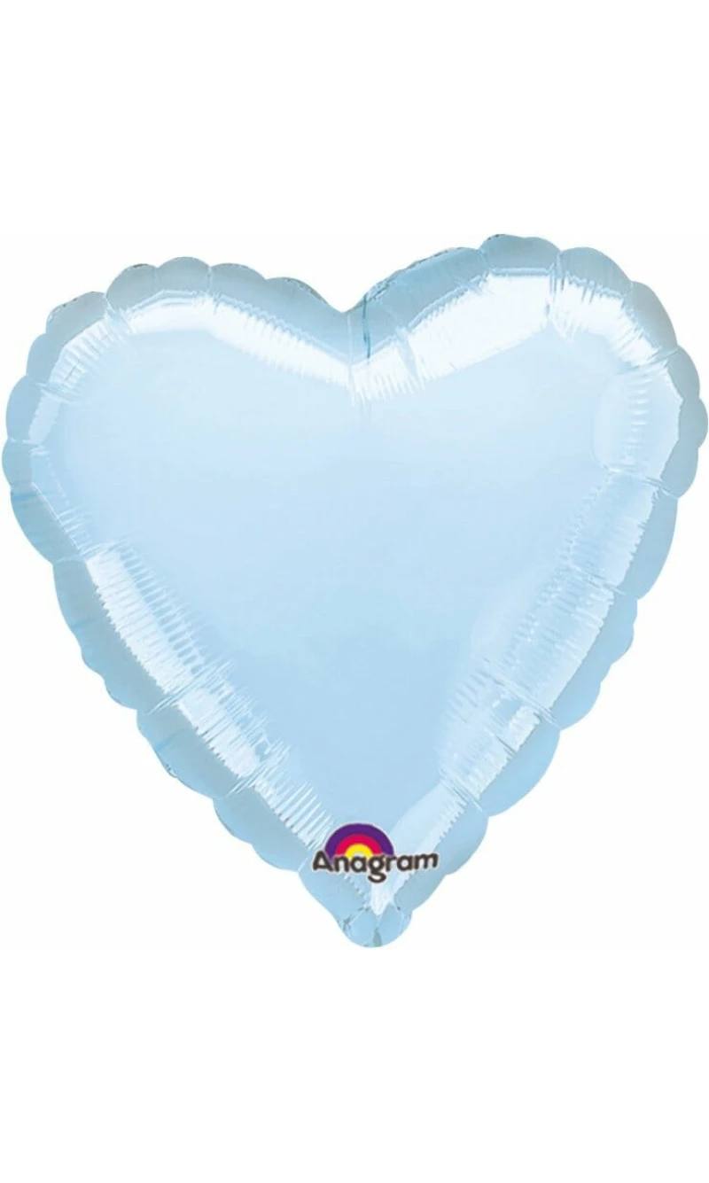 Metallic Pearl Pastel Blue Heart Foil Balloon 18''