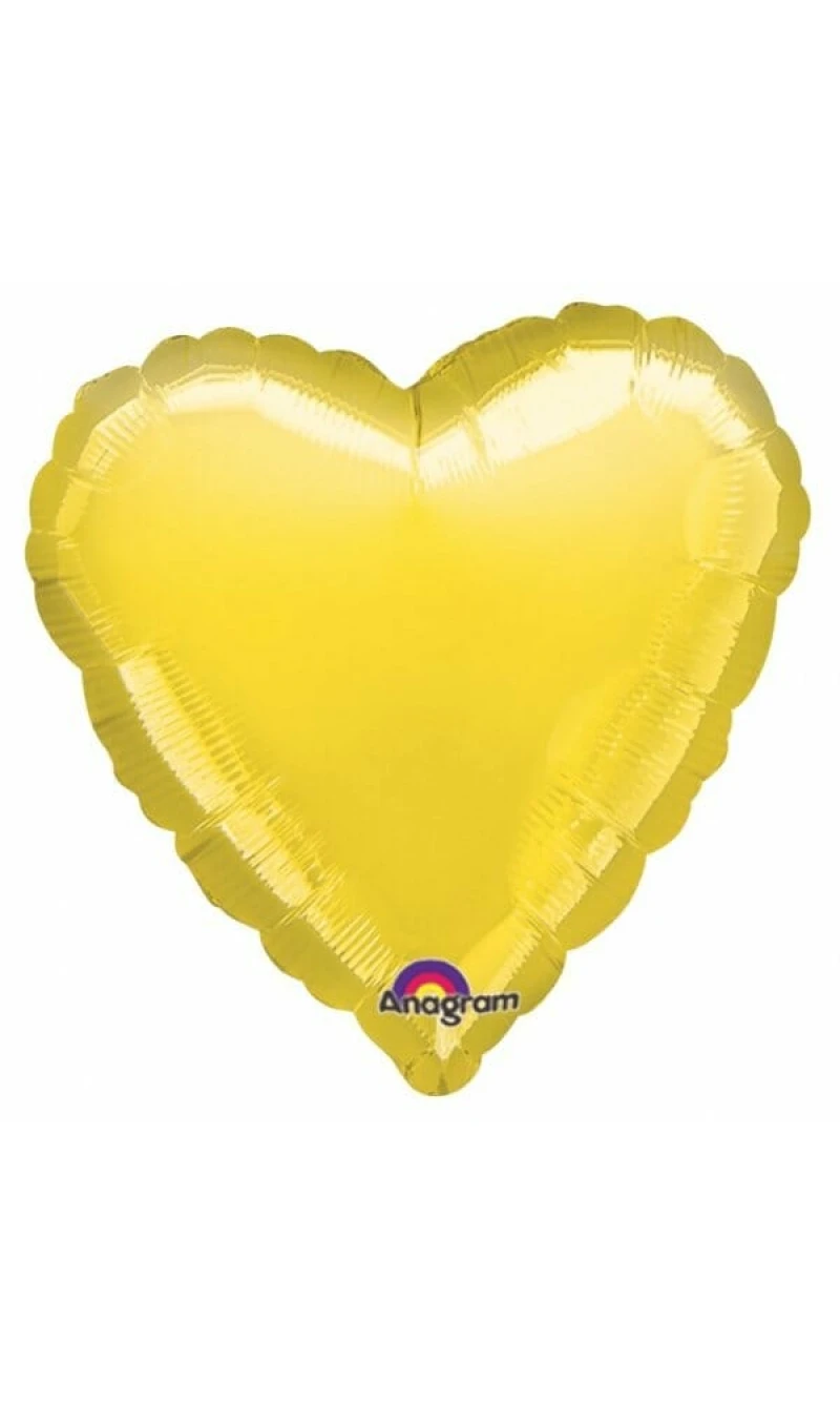 Metallic Yellow Heart Foil Balloon 18''