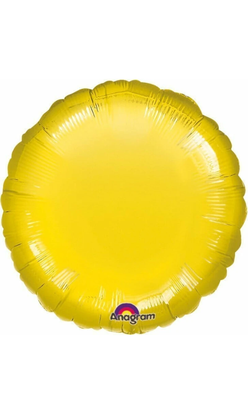 Metallic Yellow Round Foil Balloon 18"