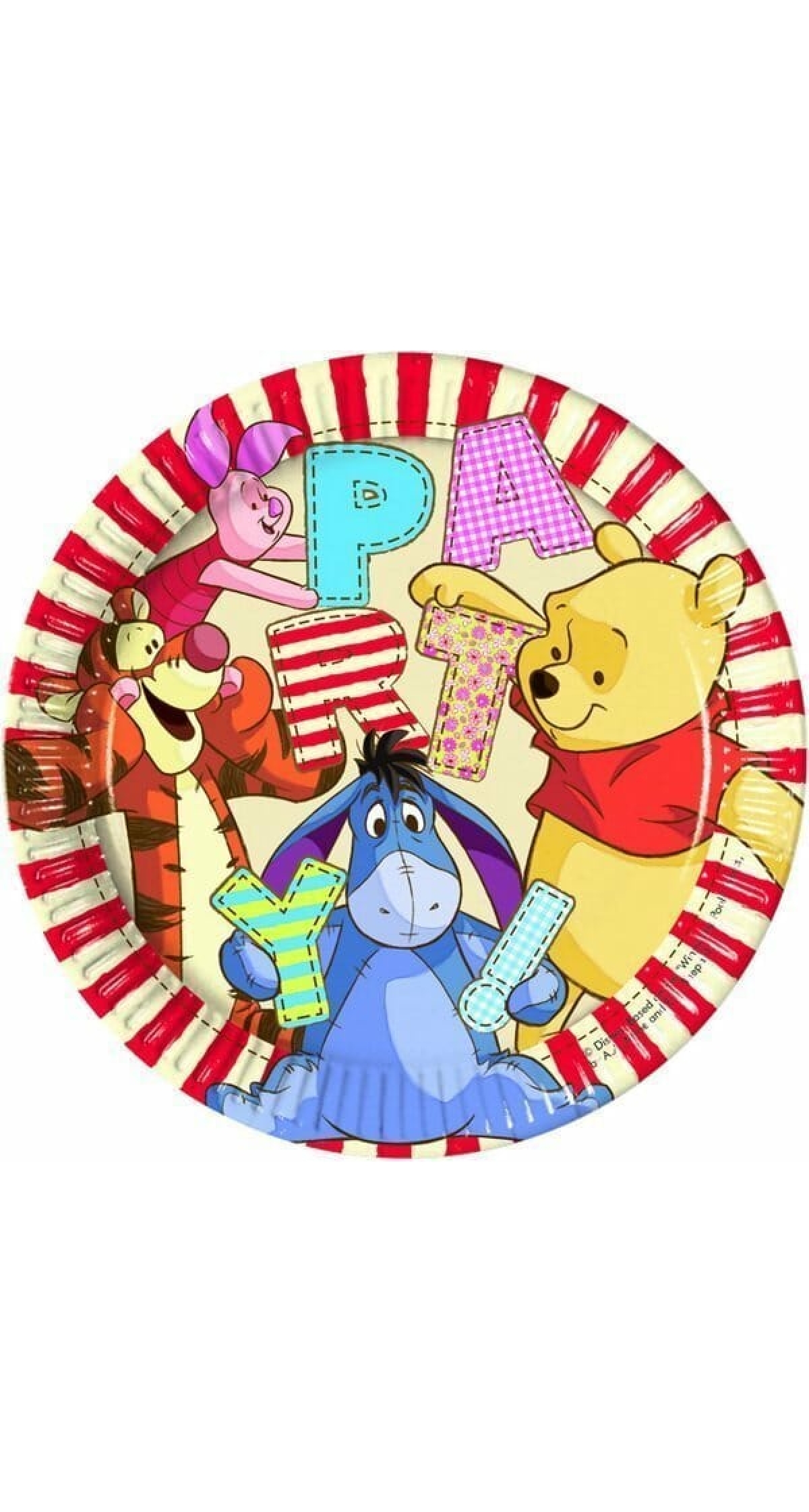 Winnie Alphabet Paper Plates Large 23cm  - 8pk