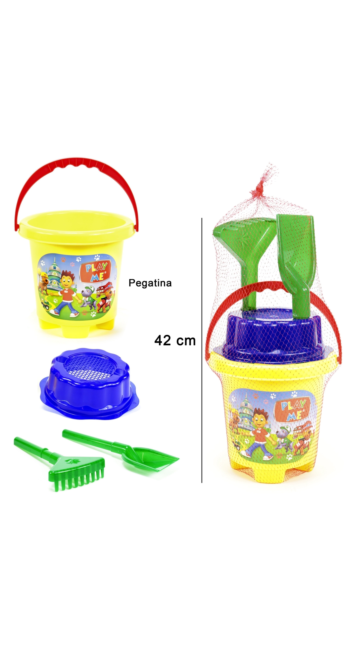 Sand Bucket 20cm with Shovel & Rake 42cm (Online Only)