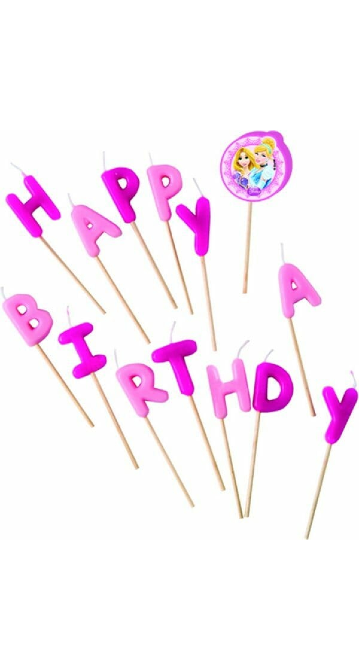 Disney Princess  "Happy Birthday" Toothpick Candles  - pk