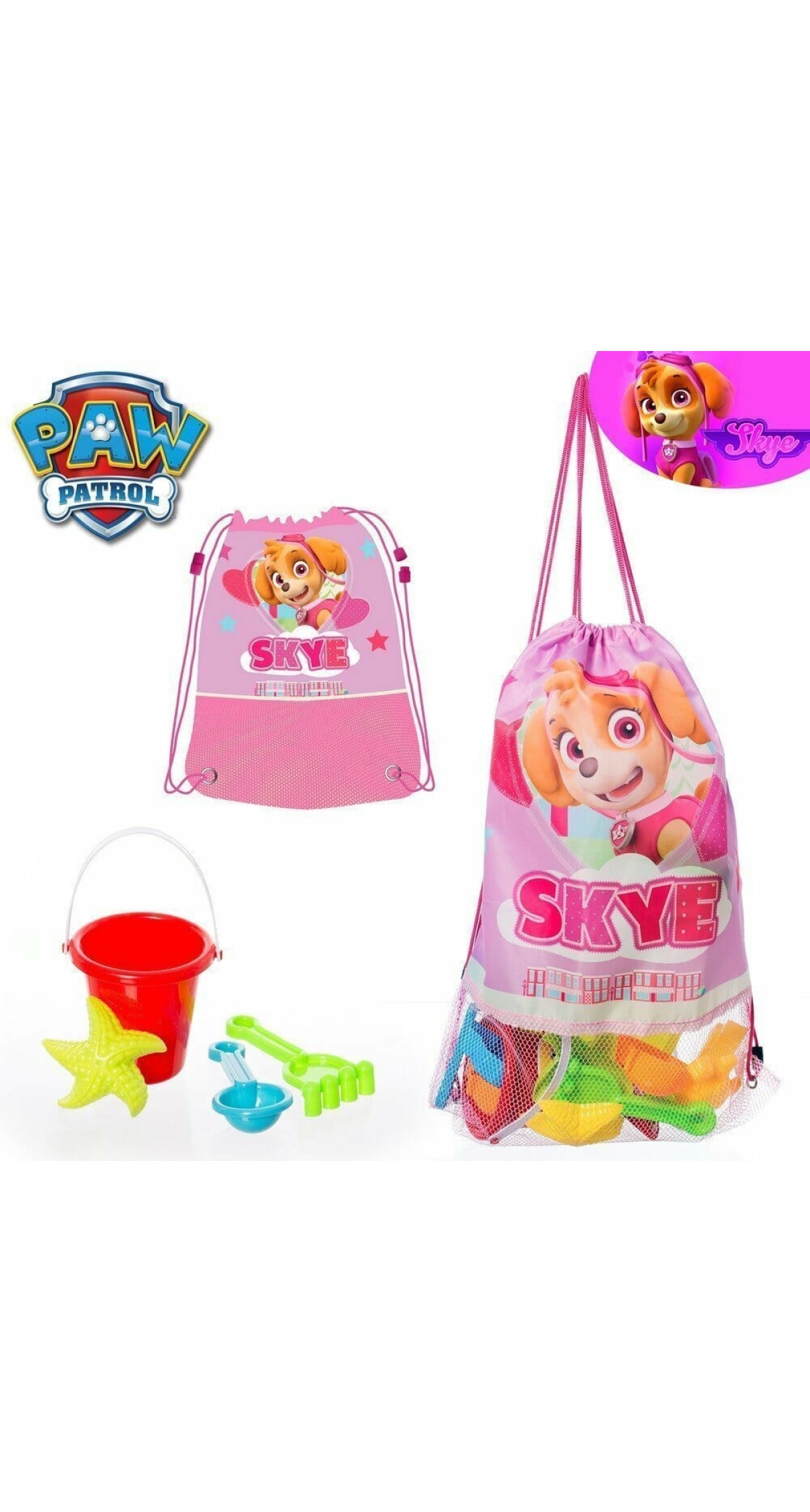 Beach Net Carrier Bag Paw Patrol Skye 37x57cm