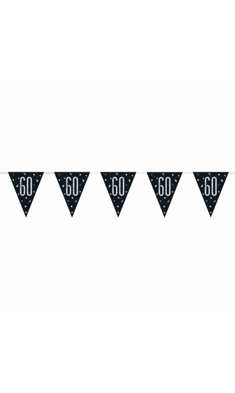 Glitz Black & Silver Prismatic Plastic Flag Banner 60 - 9 Feet