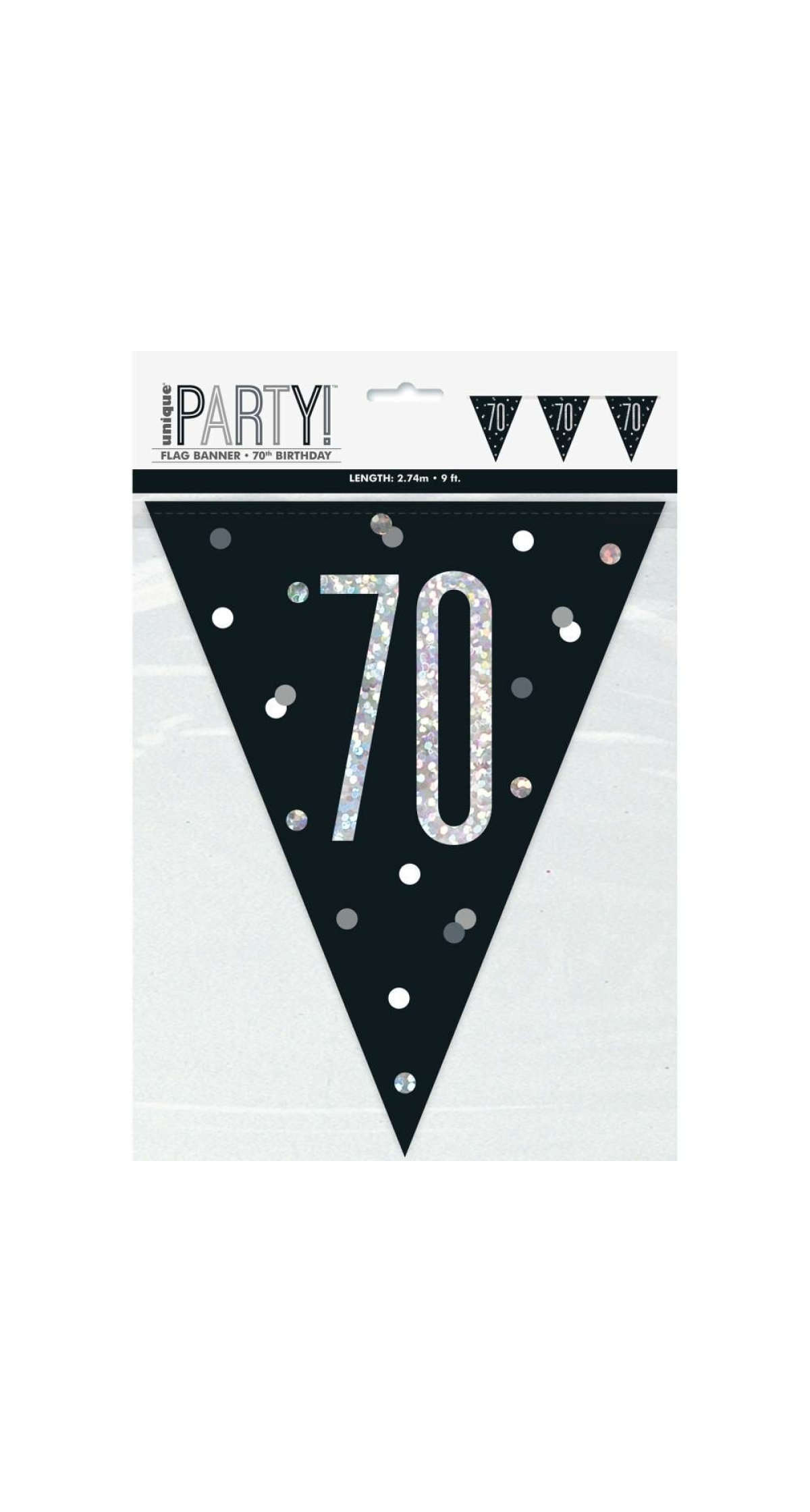 Glitz Black & Silver Prismatic Plastic Flag Banner 70 - 9 Feet