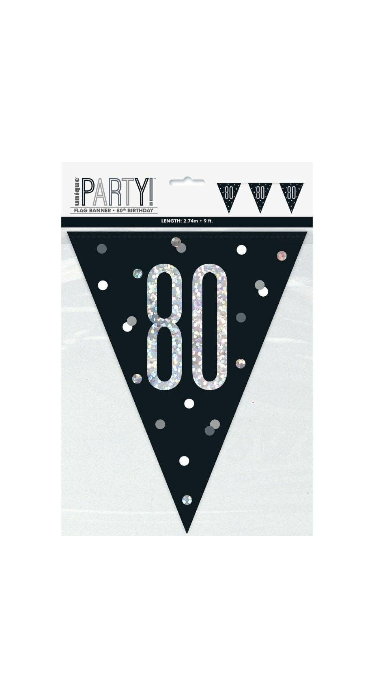 Glitz Black & Silver Prismatic Plastic Flag Banner 80 - 9 Feet