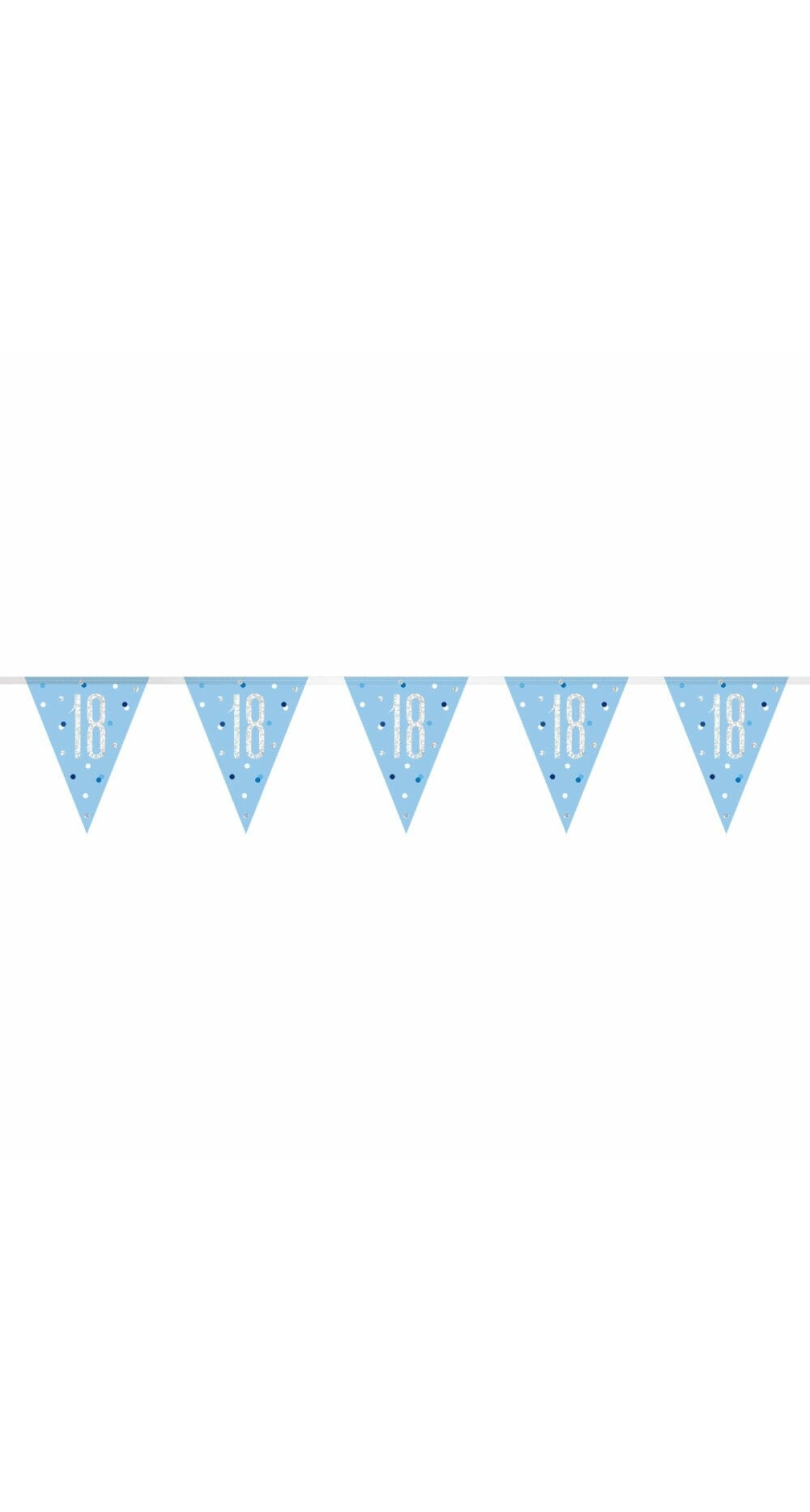 Birthday Blue Glitz Number 18 Flag Banner - 9 ft