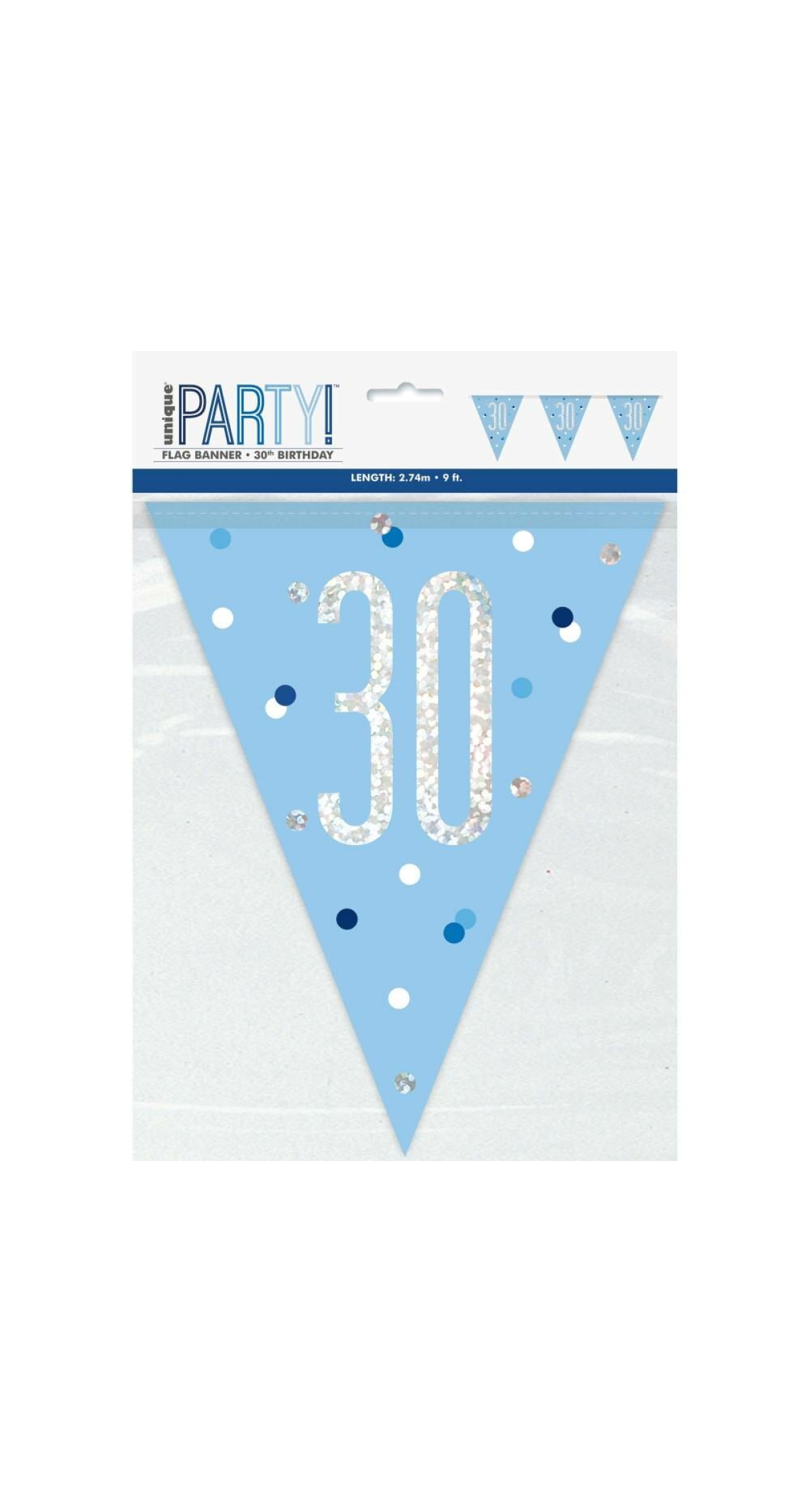 Glitz Blue & Silver Prismatic Plastic Flag Banner 30 - 9 Feet