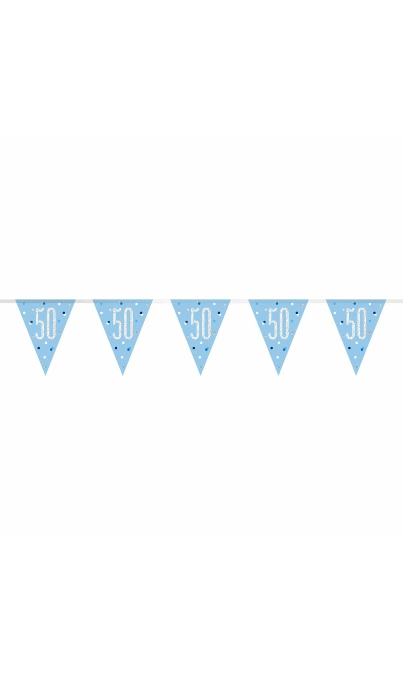 Glitz Blue & Silver Prismatic Plastic Flag Banner 50 - 9 Feet