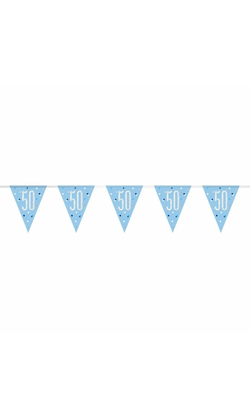 Glitz Blue & Silver Prismatic Plastic Flag Banner 50 - 9 Feet