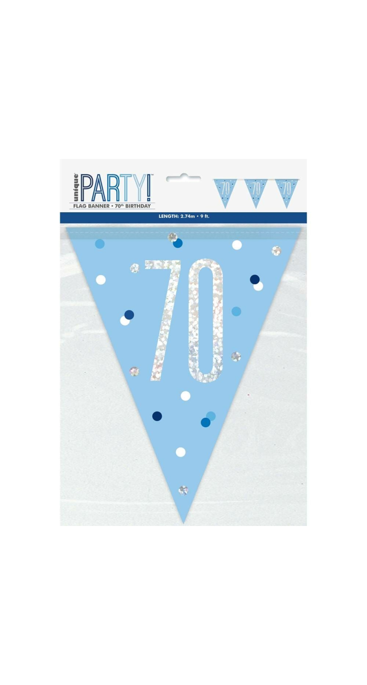 Glitz Blue & Silver Prismatic Plastic Flag Banner 70 - 9 Feet