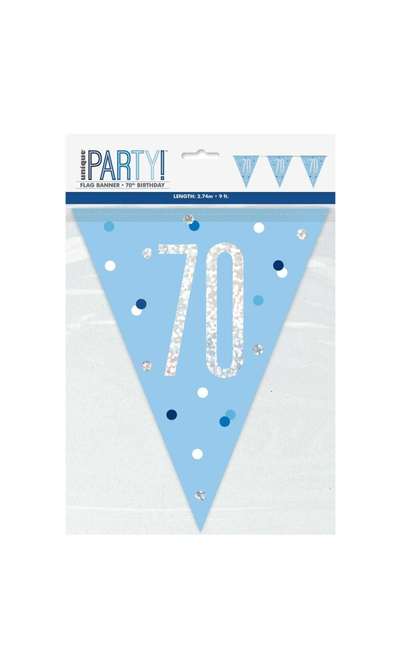 Glitz Blue & Silver Prismatic Plastic Flag Banner 70 - 9 Feet