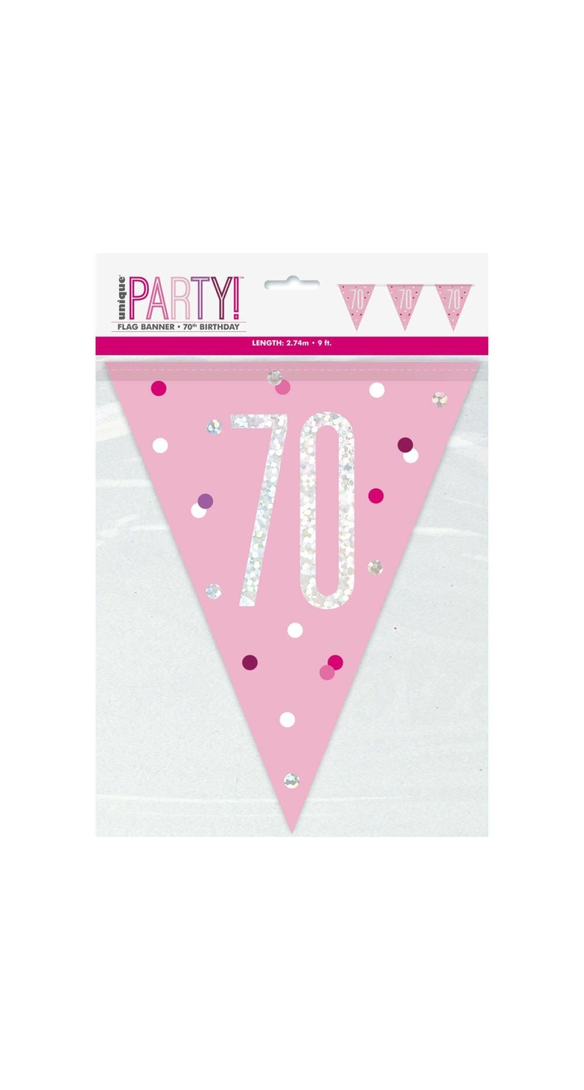 Glitz Pink & Silver Prismatic Plastic Flag Banner 70 - 9 Feet