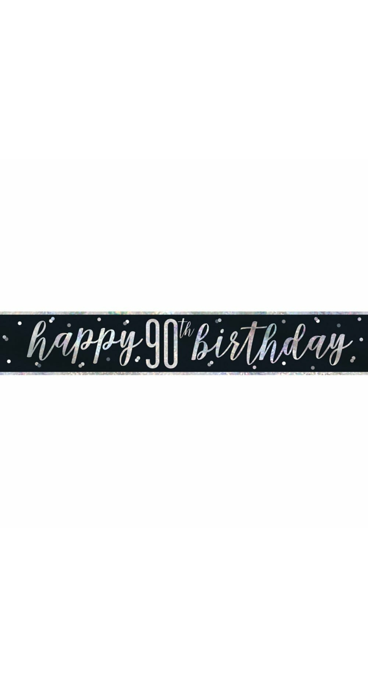Glitz Black & Silver Foil Banner Happy 90th Birthday - 9 Feet