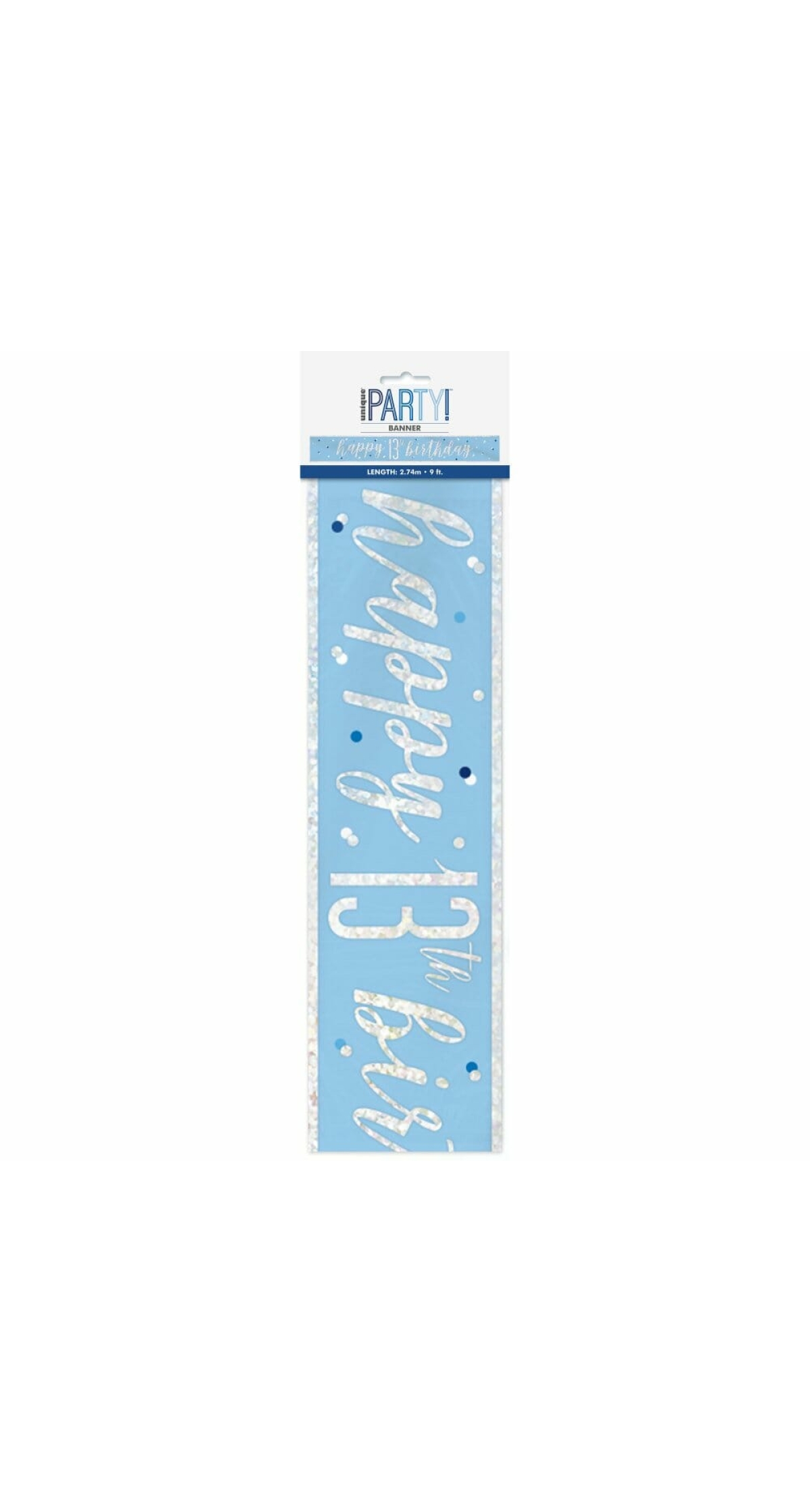 Birthday Blue Glitz Number 13 Prism Banner - 9 ft