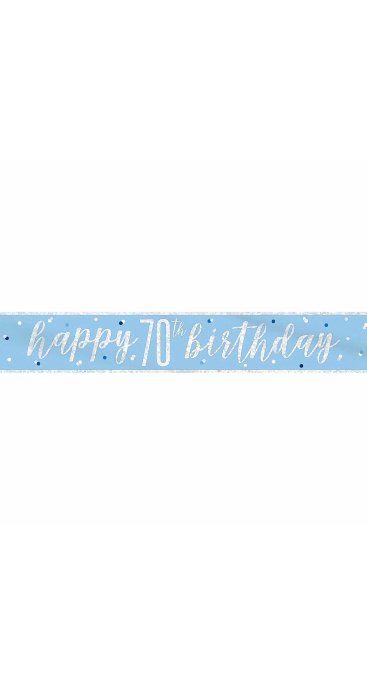 Glitz Blue & Silver Foil Banner Happy 70th Birthday - 9 Feet