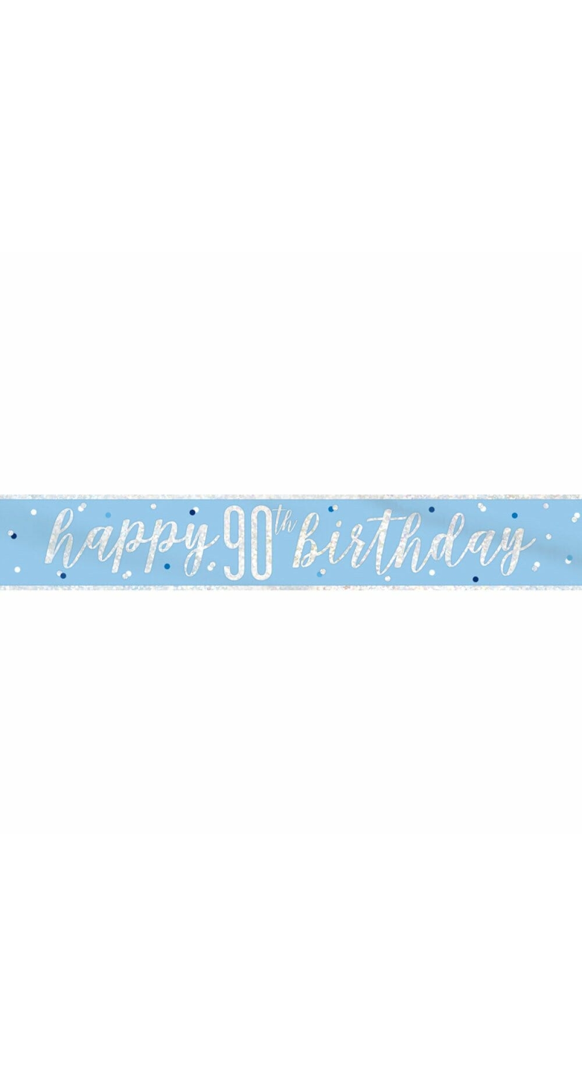 Glitz Blue & Silver Foil Banner Happy 90th Birthday - 9 Feet