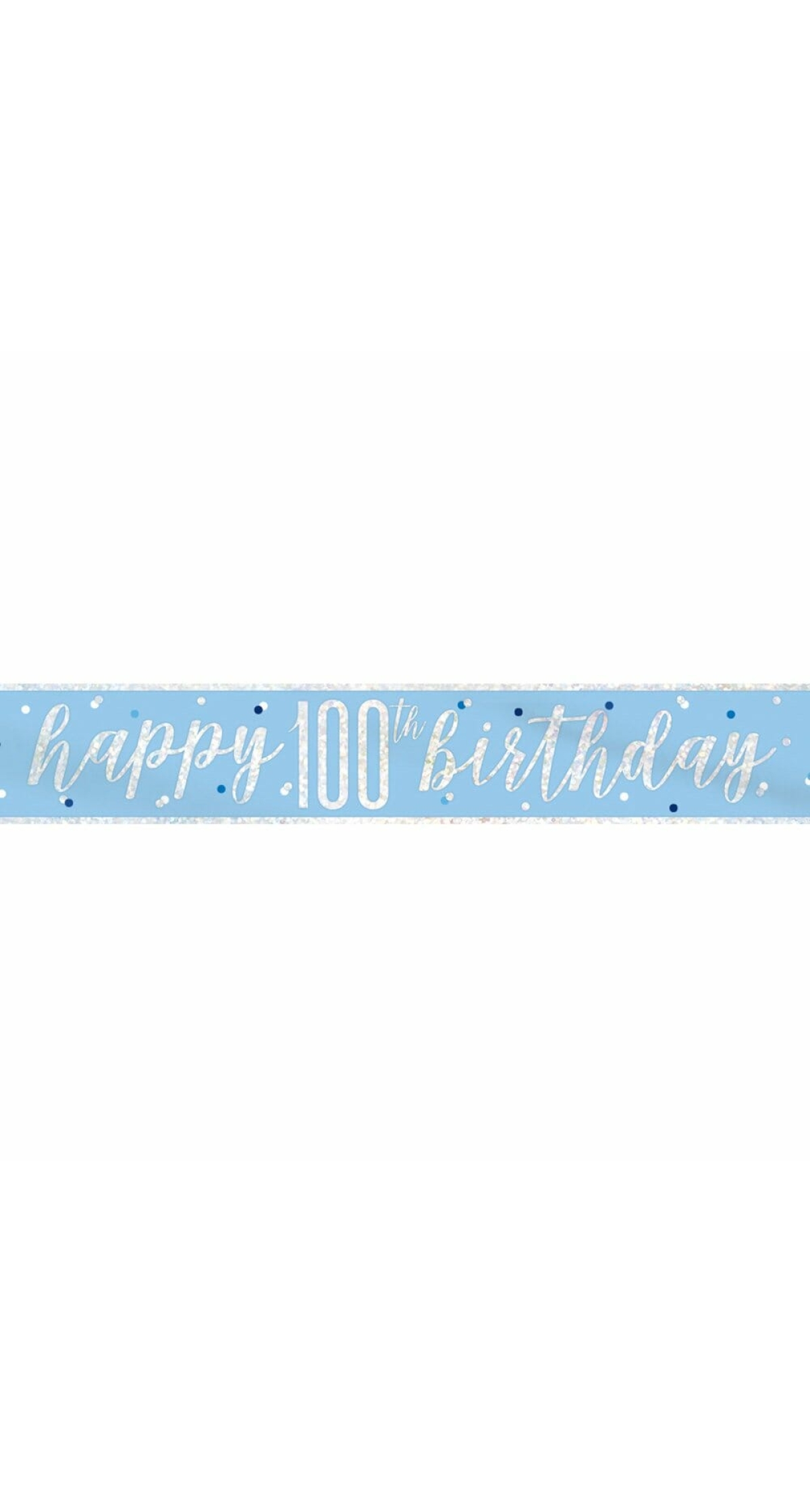 Glitz Blue & Silver Foil Banner Happy 100th Birthday - 9 Feet
