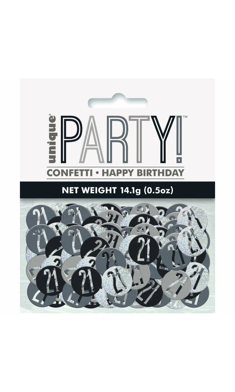Birthday Black Glitz Number 21 Confetti - .5oz