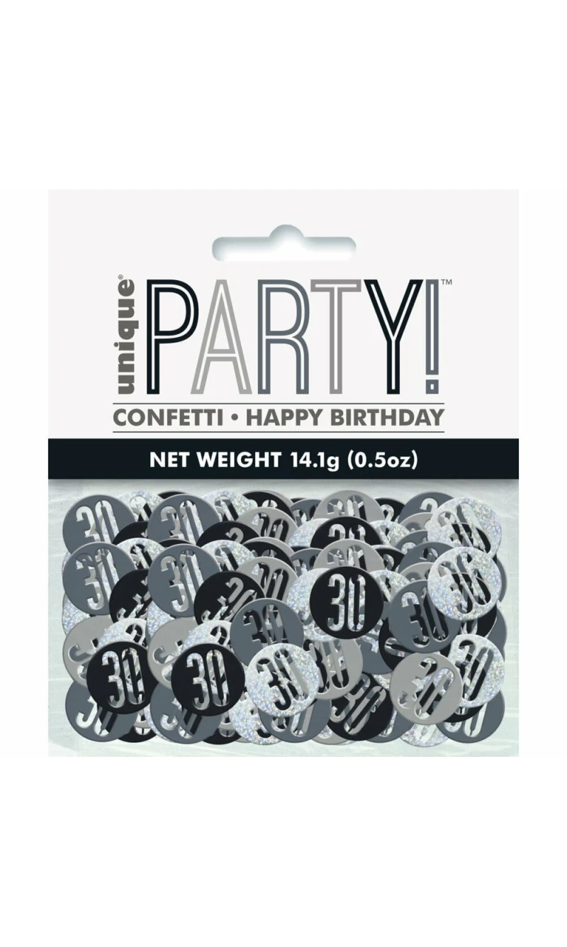 Birthday Black Glitz Number 30 Confetti - .5oz