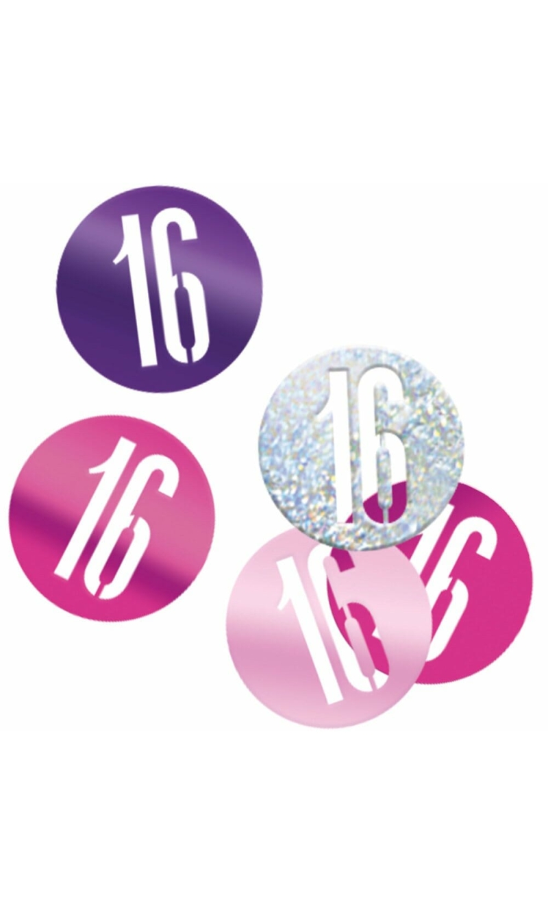 Birthday Pink Glitz Number 16 Confetti - .5oz