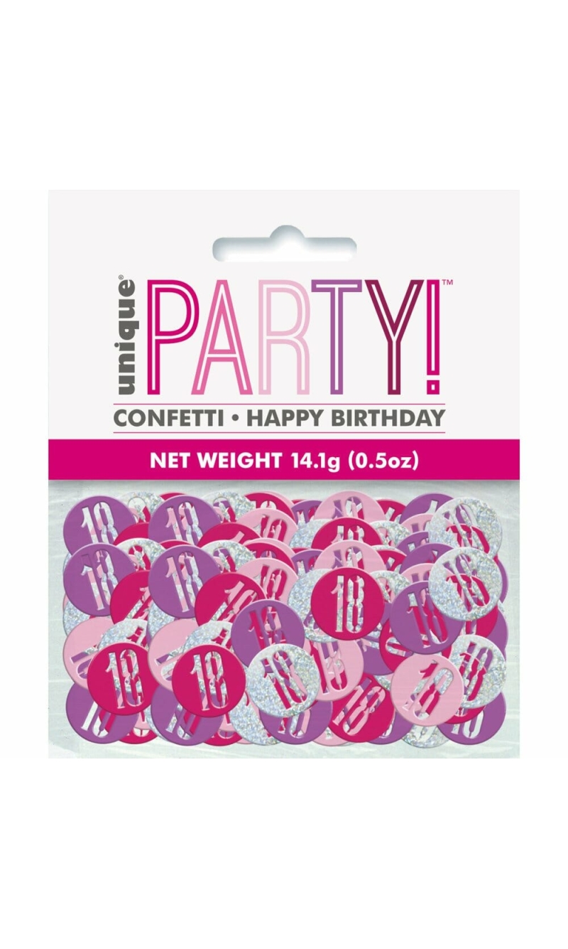 Birthday Pink Glitz Number 18 Confetti - .5oz
