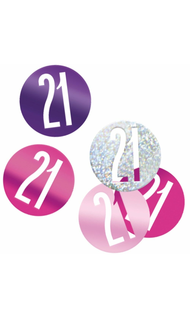Birthday Pink Glitz Number 21 Confetti - .5oz