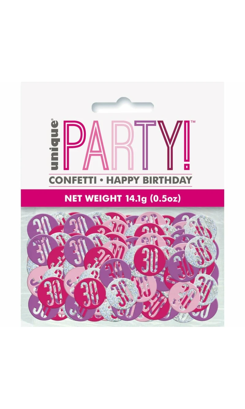 Birthday Pink Glitz Number 30 Confetti - .5oz