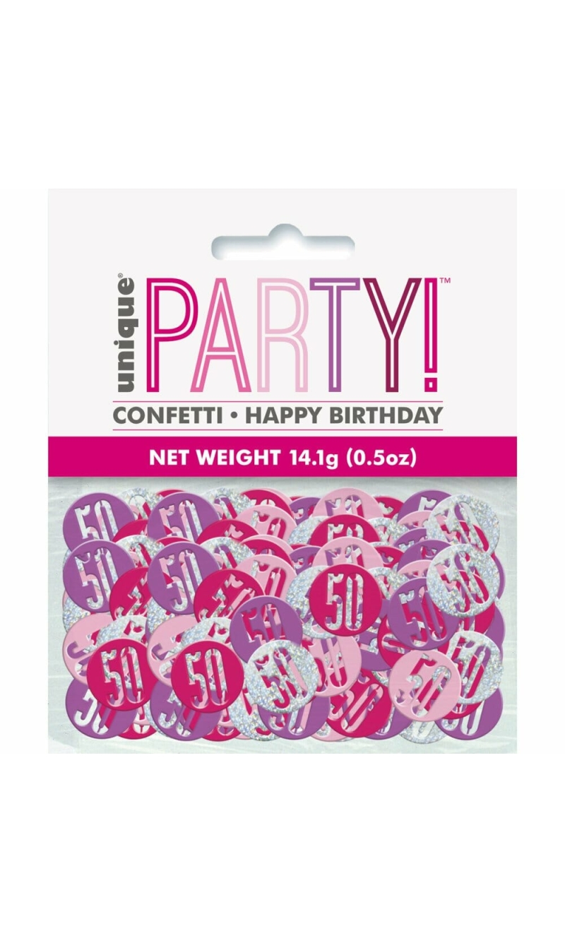 Birthday Pink Glitz Number 50 Confetti - .5oz