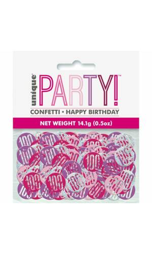 Birthday Pink Glitz Number 100 Confetti - .5oz