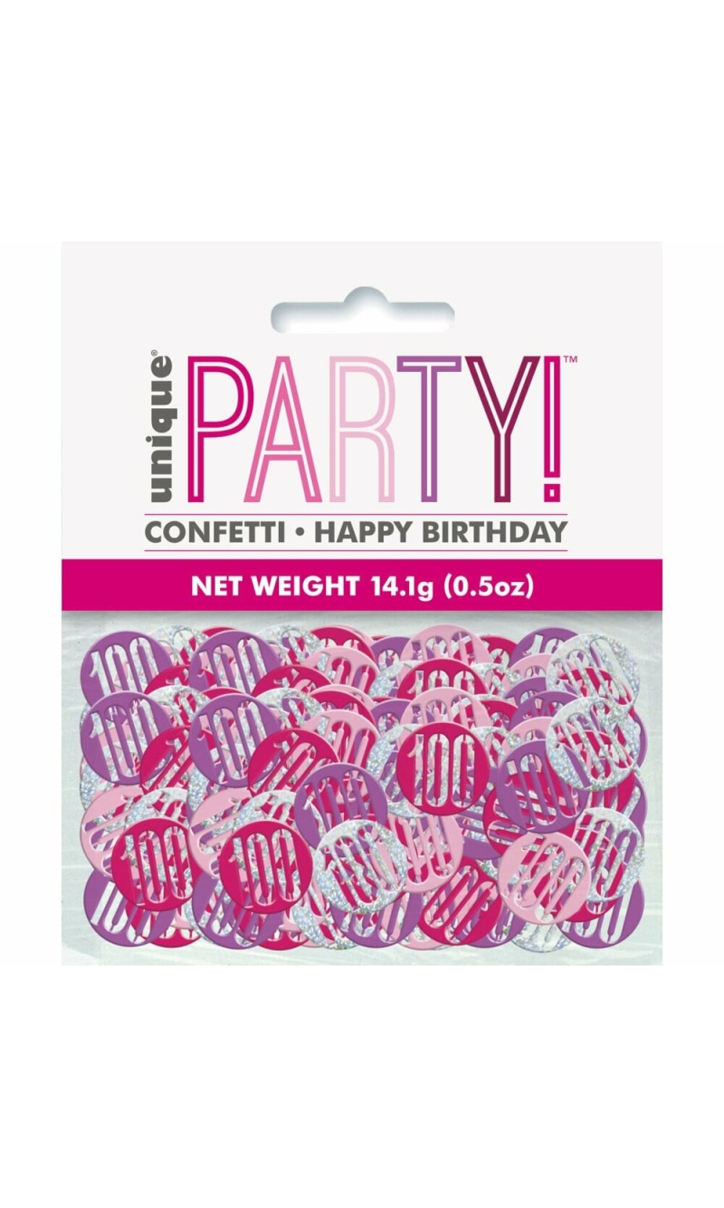 Birthday Pink Glitz Number 100 Confetti - .5oz