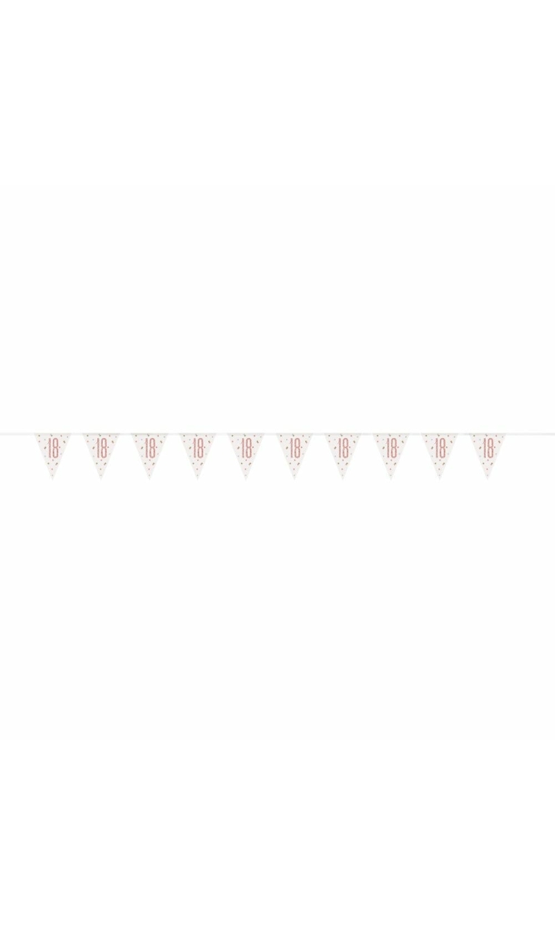 Birthday Rose Gold Glitz Number 18 Prism Pennant Banner - 9 ft