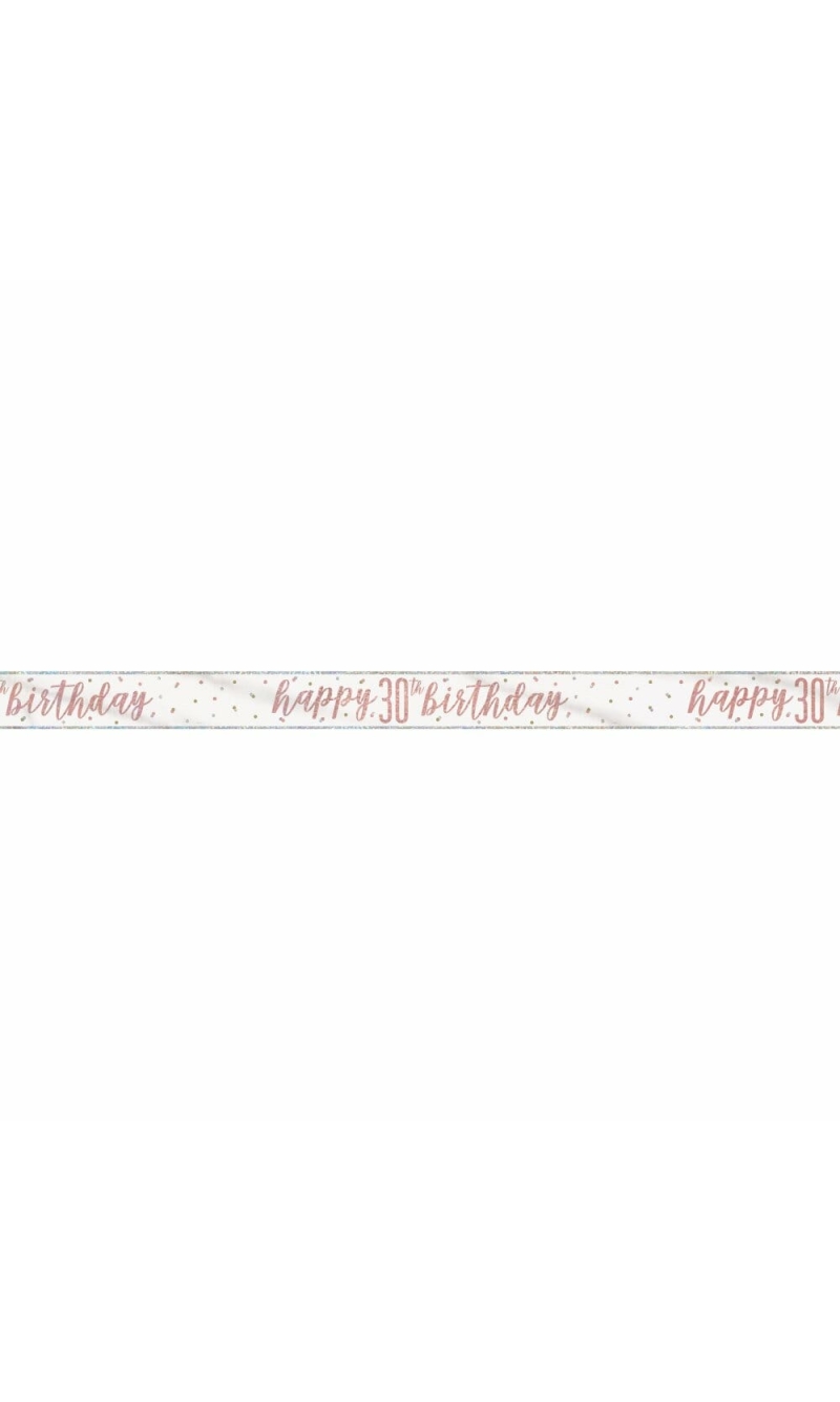 Glitz Rose Gold Foil Banner Happy 30th Birthday - 9 Feet