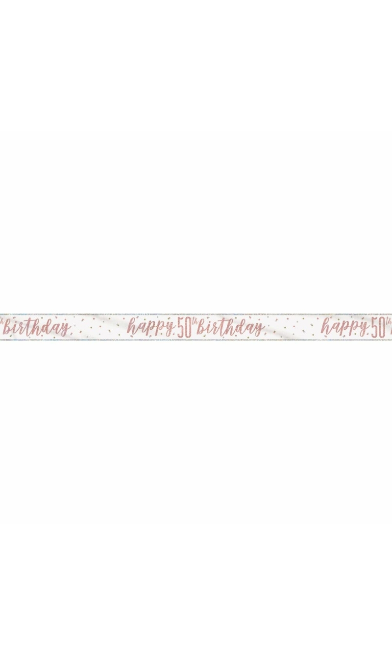 Glitz Rose Gold Foil Banner Happy 50th Birthday - 9 Feet