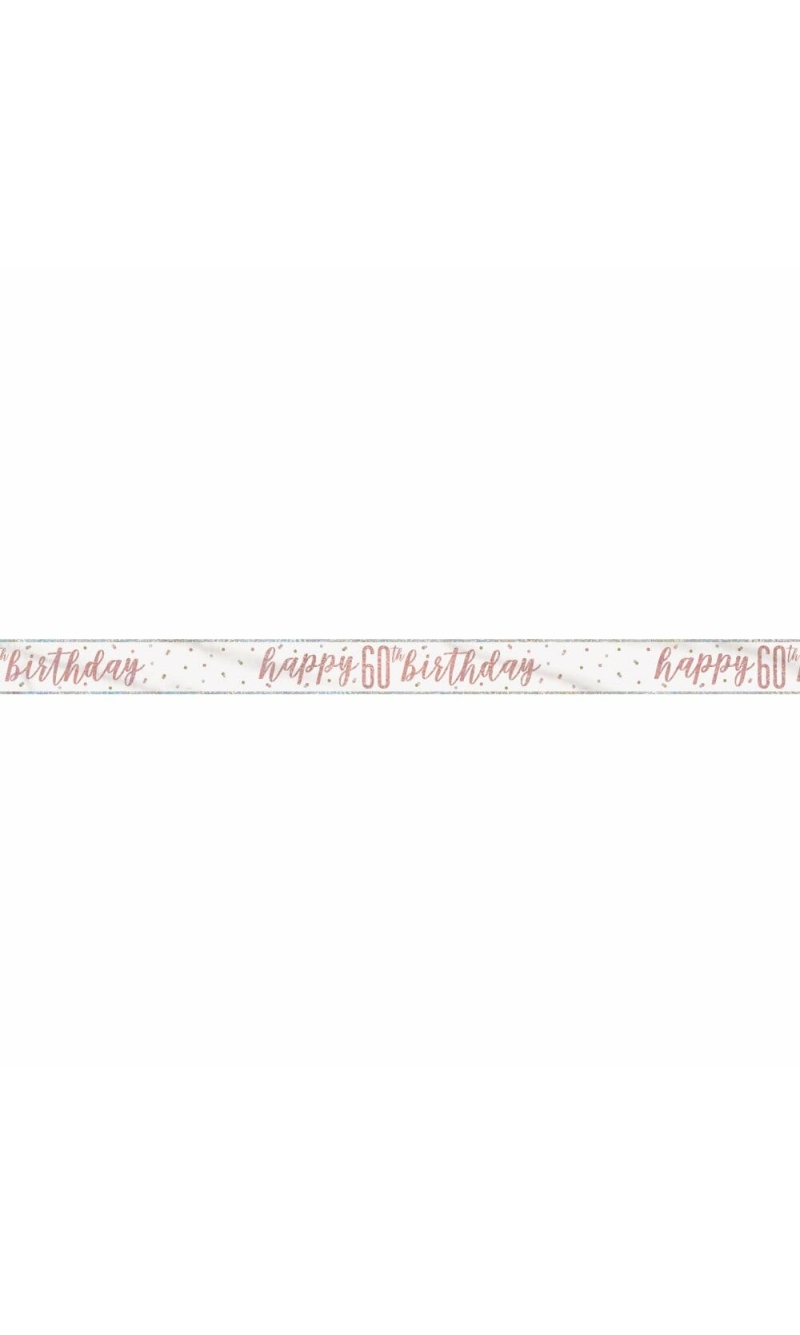 Glitz Rose Gold Foil Banner Happy 60th Birthday - 9 Feet