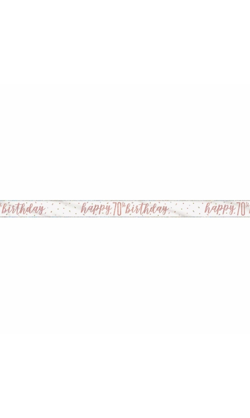Glitz Rose Gold Foil Banner Happy 70th Birthday - 9 Feet