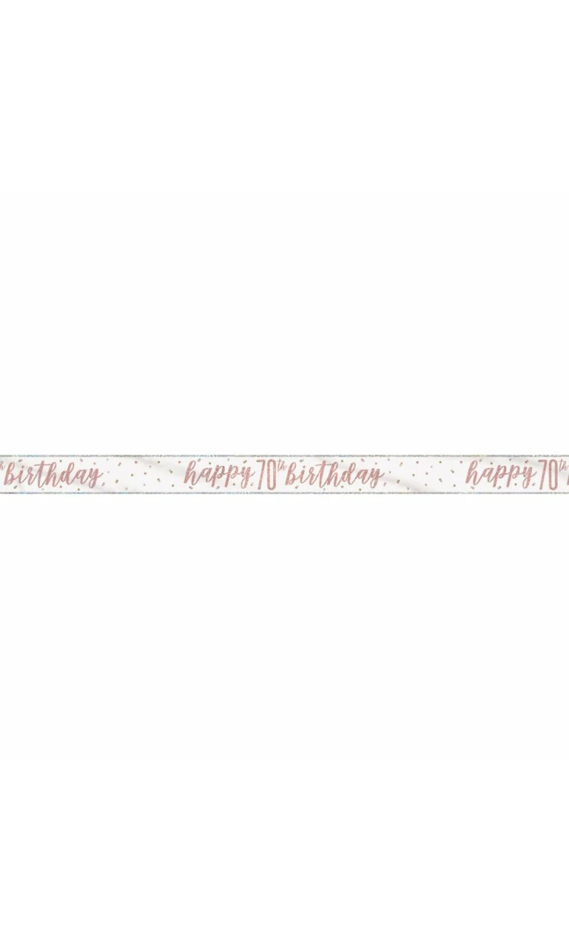 Glitz Rose Gold Foil Banner Happy 70th Birthday - 9 Feet