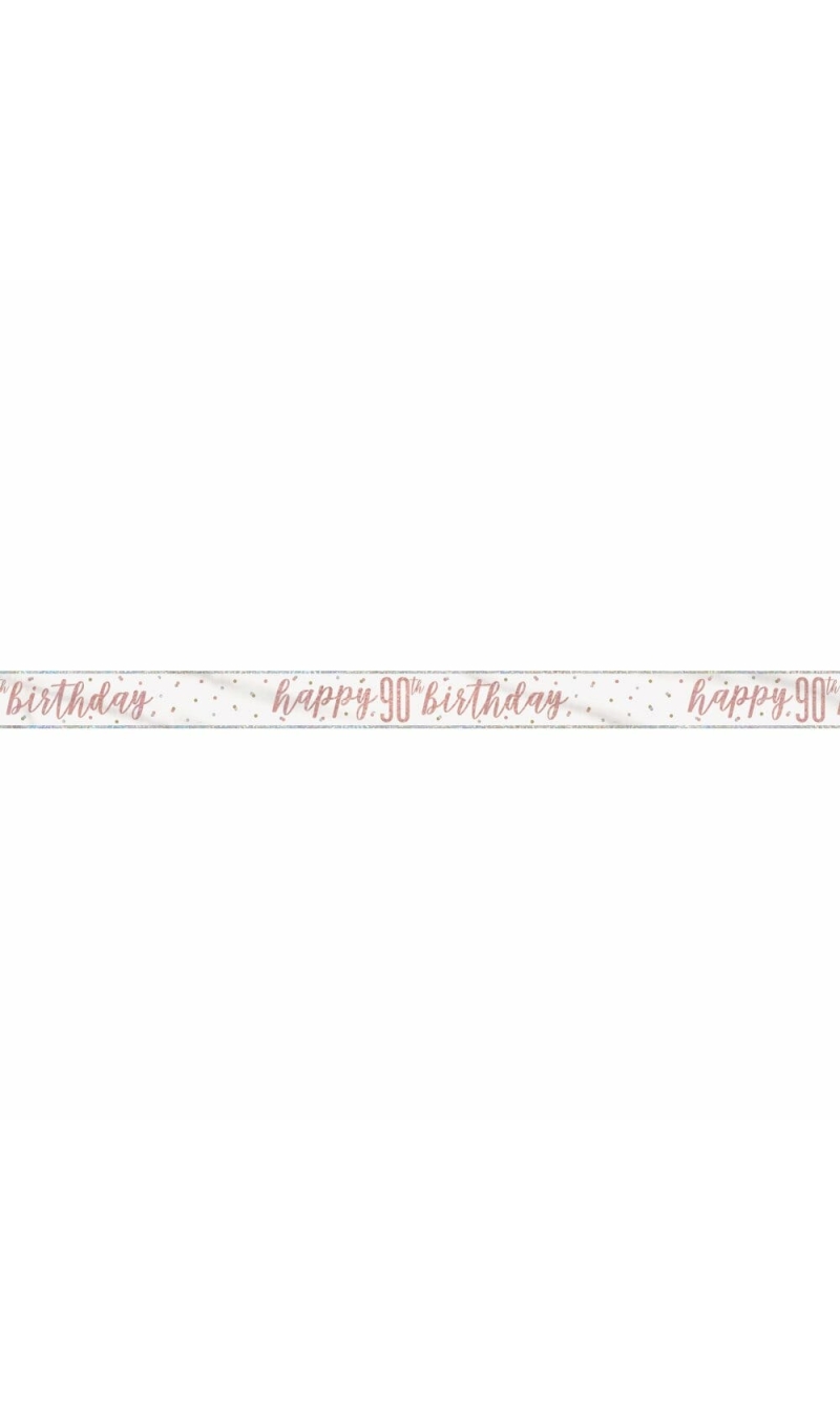 Glitz Rose Gold Foil Banner Happy 90th Birthday - 9 Feet