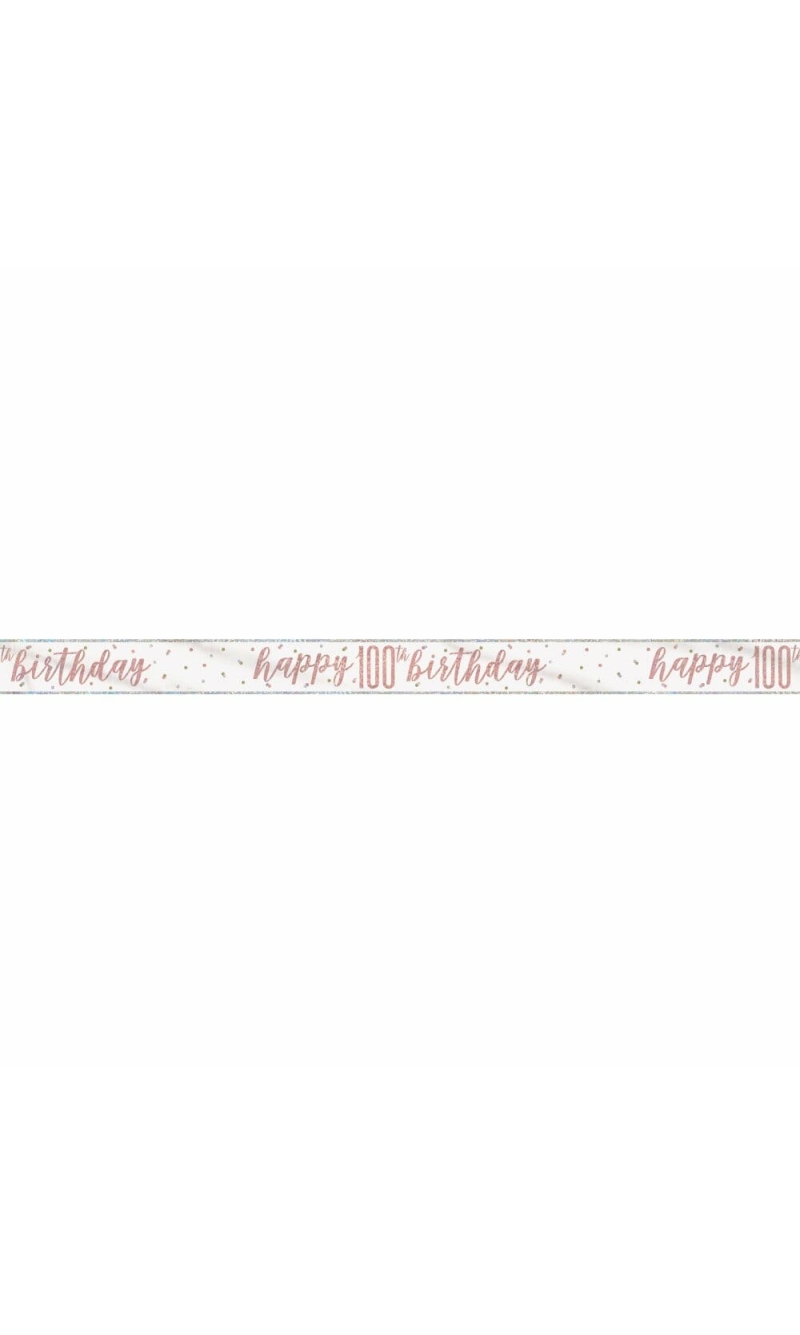 Birthday Rose Gold Glitz Number 100 Prism Banner - 9 ft