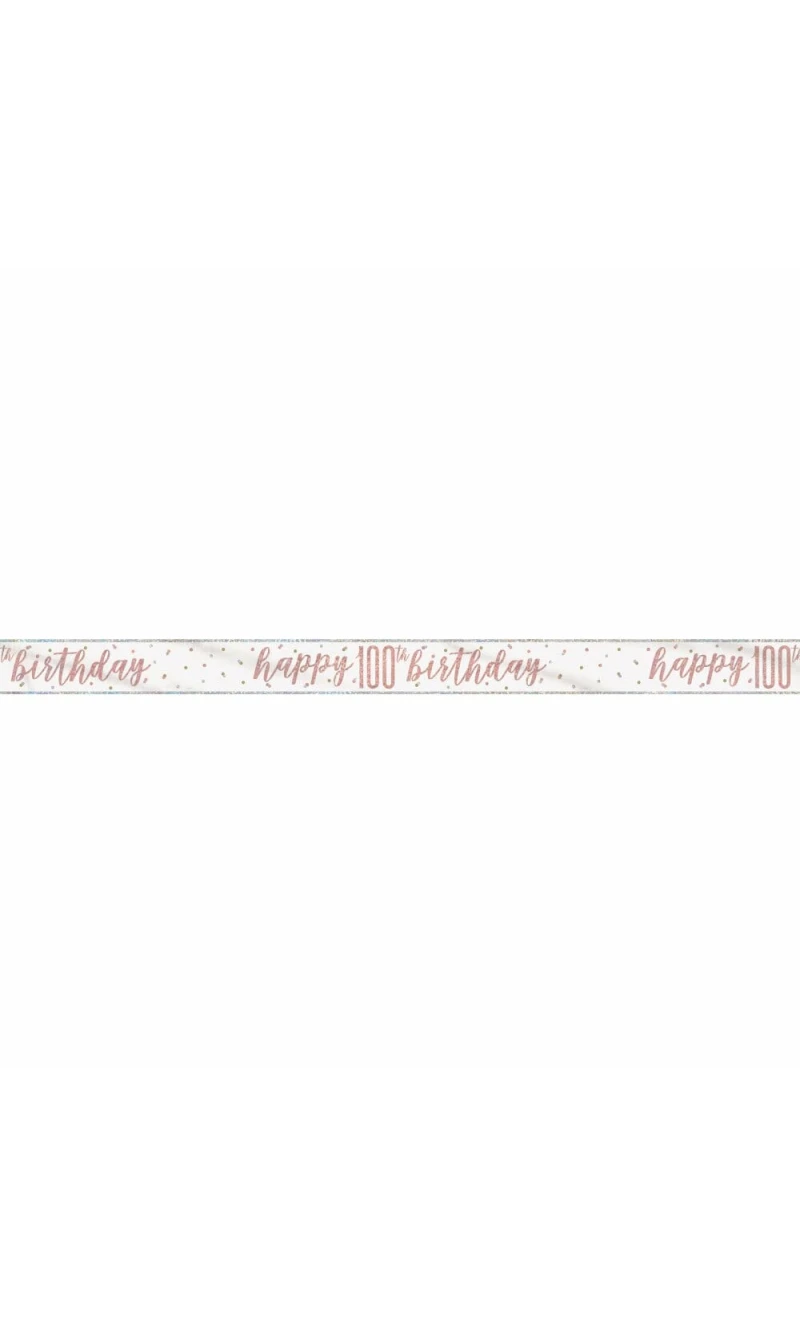 Birthday Rose Gold Glitz Number 100 Prism Banner - 9 ft