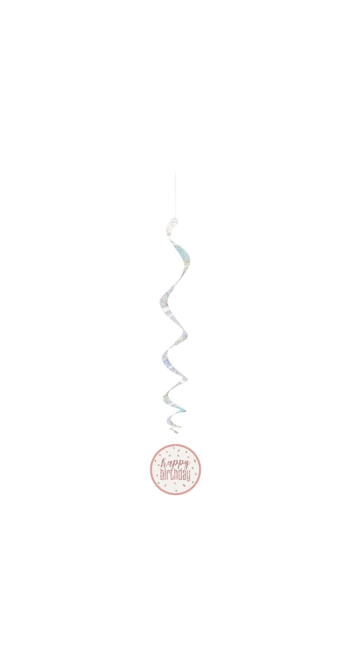 Glitz Rose Gold Hanging Swirls 32 Inch L Happy Birthday - 6pk