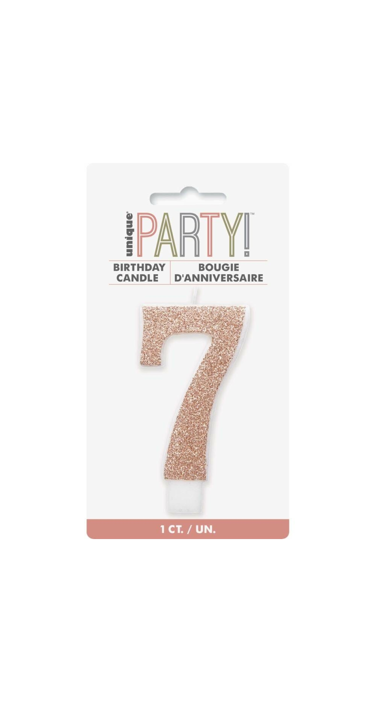 Birthday Rose Gold Glitz Glitter Number 7 Birthday Candle