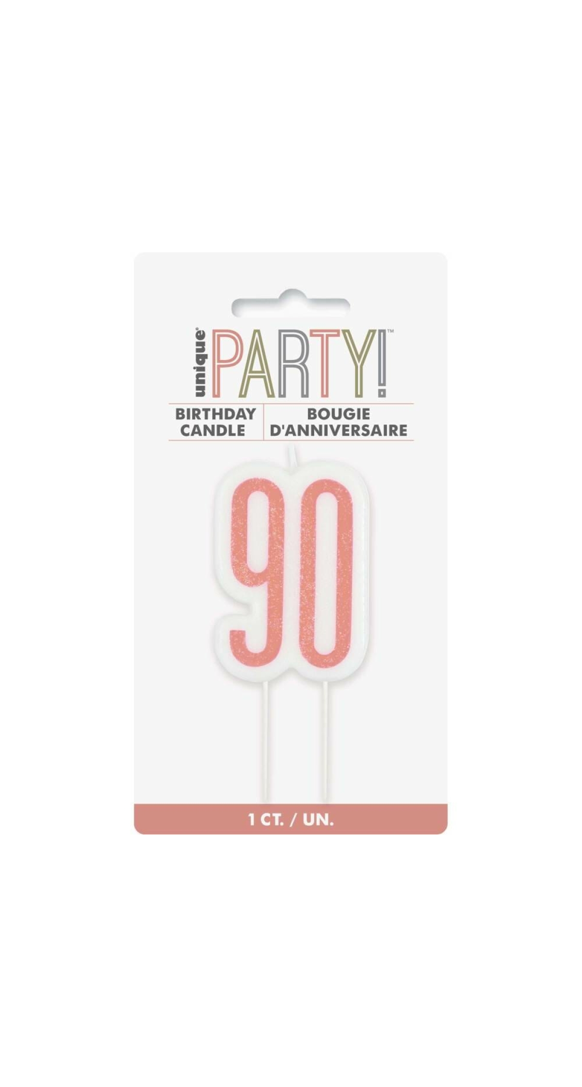 Glitz Rose Gold Numeral Birthday Candle 90