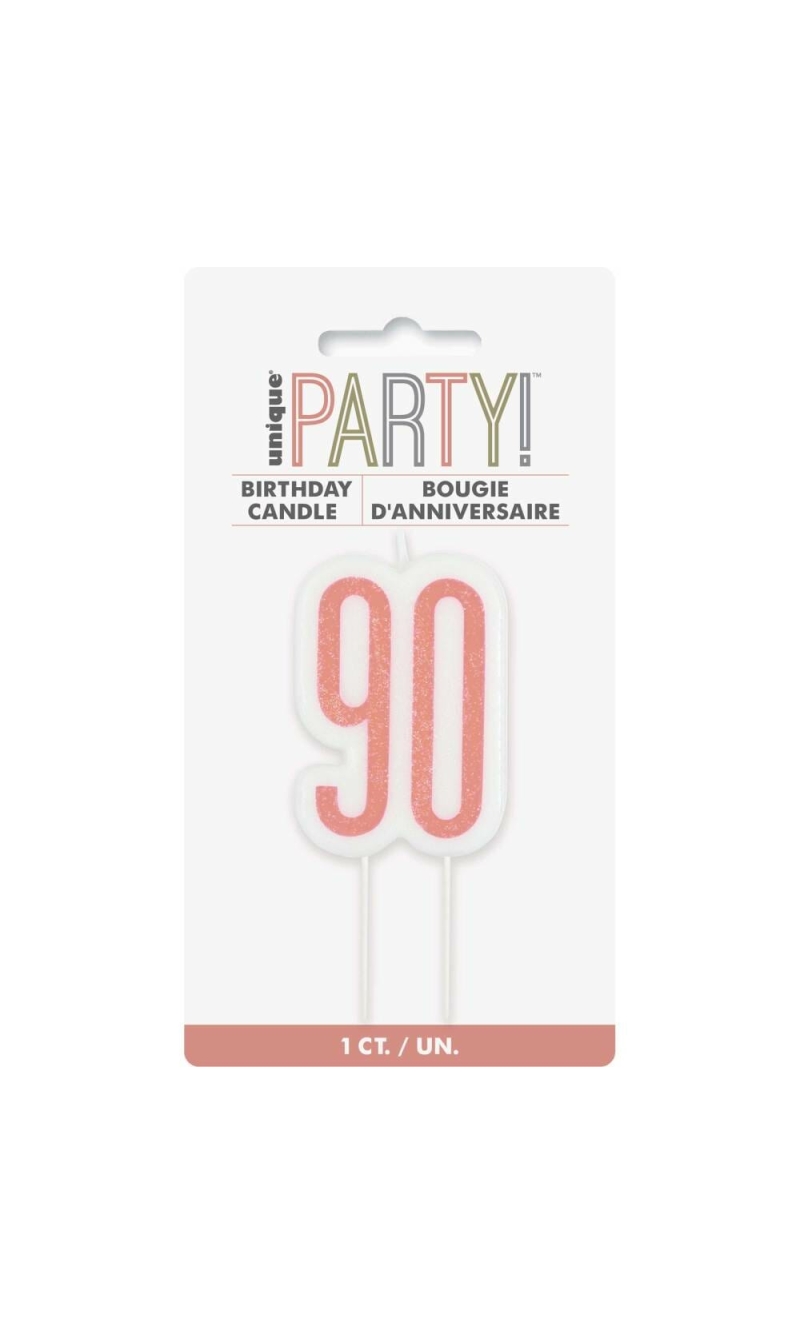 Glitz Rose Gold Numeral Birthday Candle 90