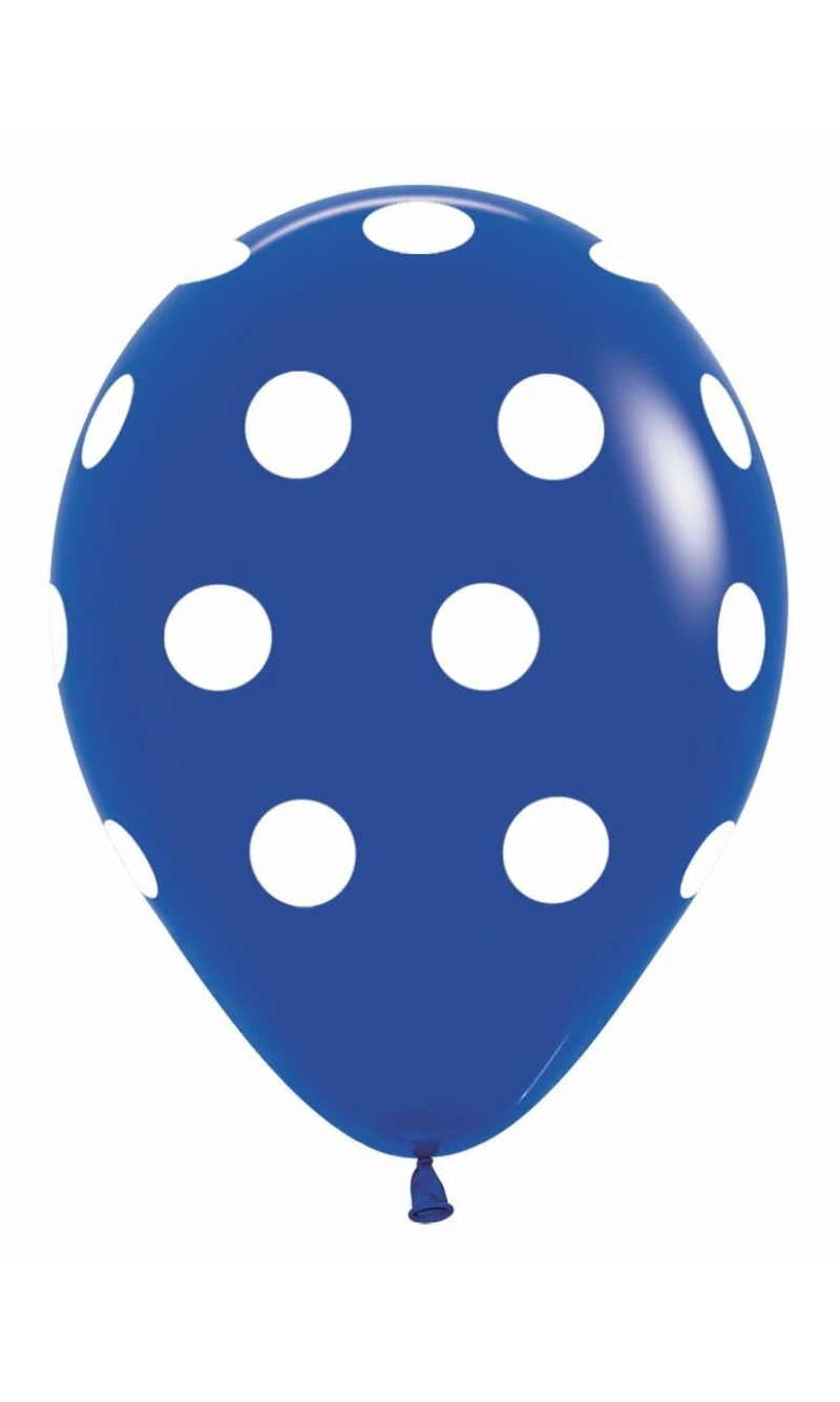 Fashion Solid - Royal Blue with White Polka Dots 12" Balloon