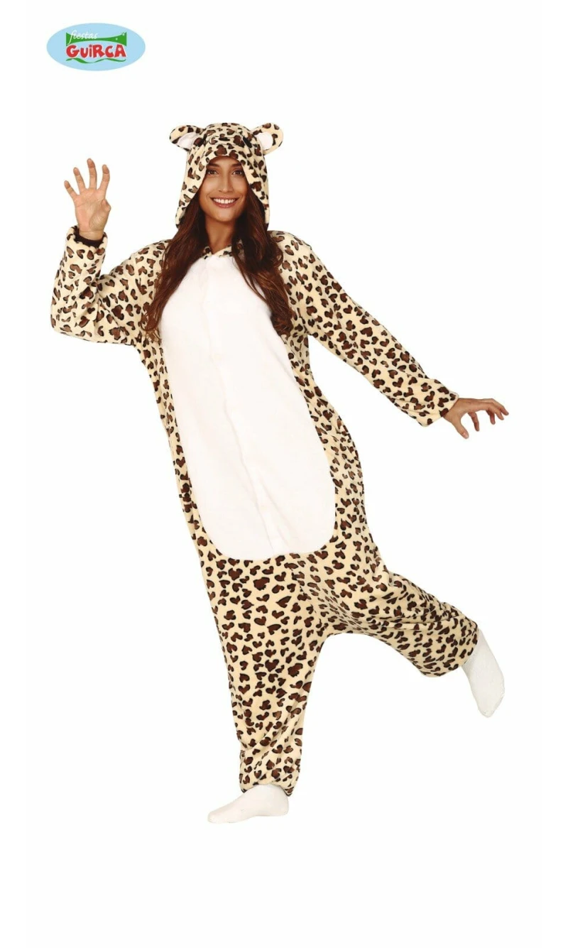 Leopard Plush Onesie - Adult Size Large