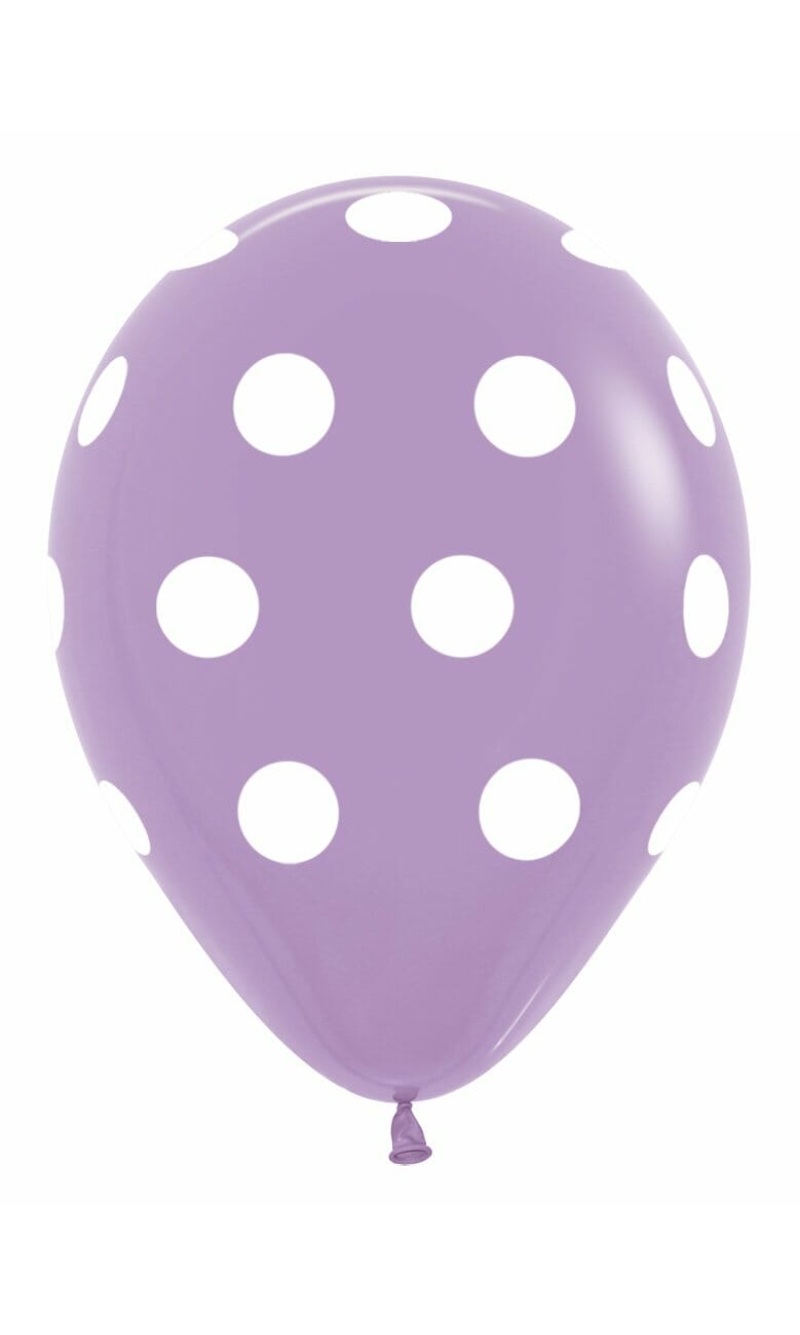 Fashion Solid - Lilac with White Polka Dots 12" Balloon